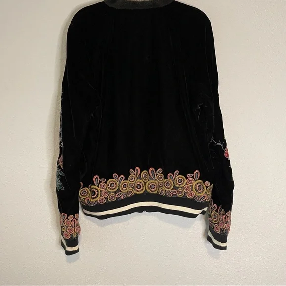Anthropologie Black Floral Embroidered Jacket - Picture 7 of 13
